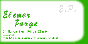 elemer porge business card