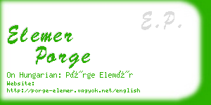 elemer porge business card